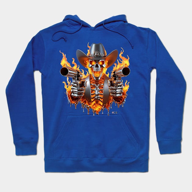 Flaming Skeleton Shooting Cowboy by focusln Hoodie by Darn Doggie Club by focusln